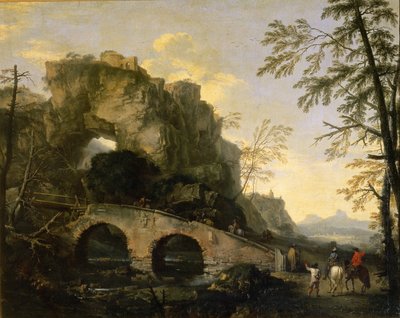 Paysage avec un pont délabré - Salvator Rosa